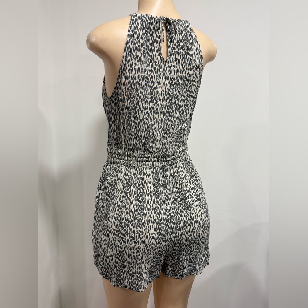All Saints Maya Romper Playsuit Pockets Leopard Animal Print Size Medium - Picture 5 of 8